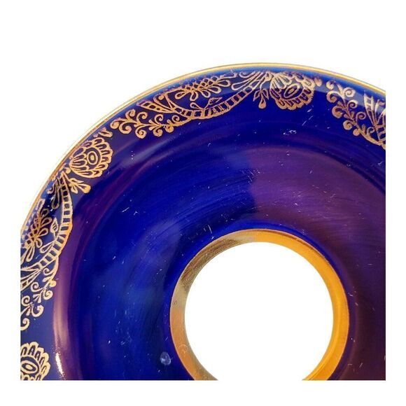 Vintage Set Of 5 Porcelain Lomonosov Cobalt 22k Soviet Blue USSR SAUCERS ONLY - Picture 2 of 5